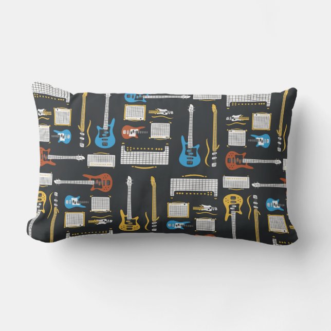 GUITAR AMPLIFIER PATTERN LUMBAR PILLOW (Front)