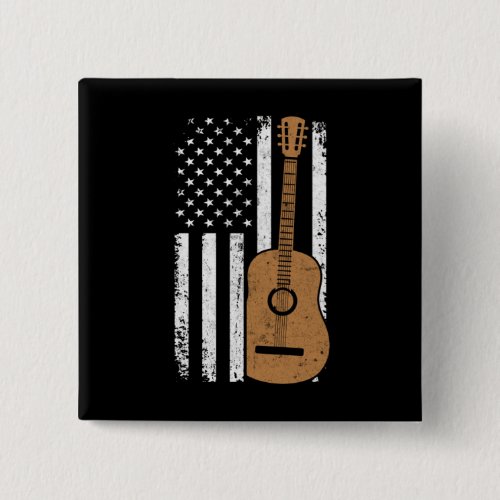 Guitar And American Flag Button