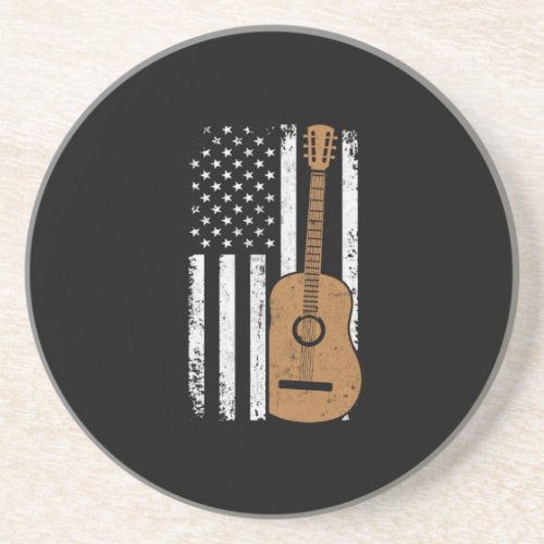 Guitar And American Flag Coaster