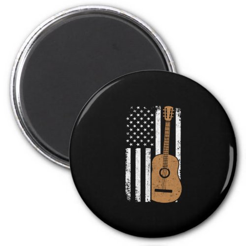 Guitar And American Flag Magnet