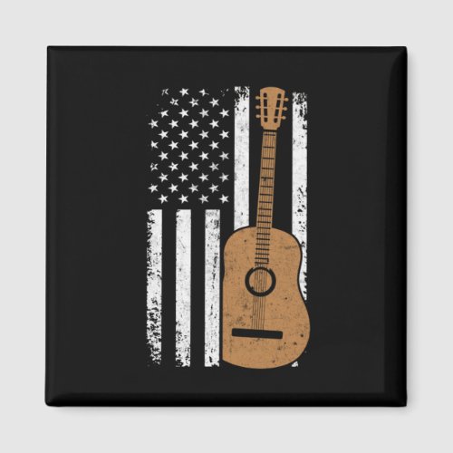 Guitar And American Flag Magnet