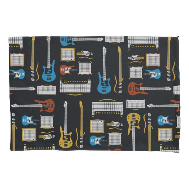 GUITAR AND AMPLIER PATTERN PILLOW CASE (Front)