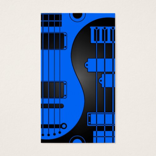 Guitar and Bass Yin Yang Blue and Black Business Card