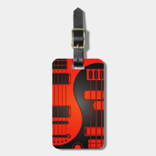 Guitar and Bass Yin Yang Red and Black Luggage Tag