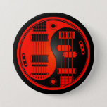Guitar And Bass Yin Yang Red And Black Pinback Button at Zazzle