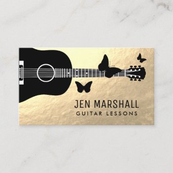 Guitar And Butterflies Silhouettes Business Card by musickitten at Zazzle