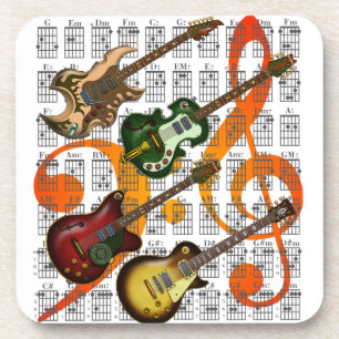 Guitar and Chord 07 Beverage Coaster
