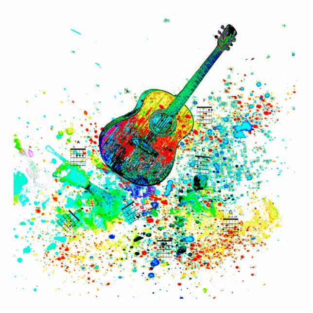 Guitar and chords splatter magnet (Front)