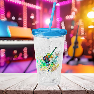 Guitar and chords splatter personalized acrylic tumbler