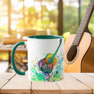Guitar and chords splatter personalized mug