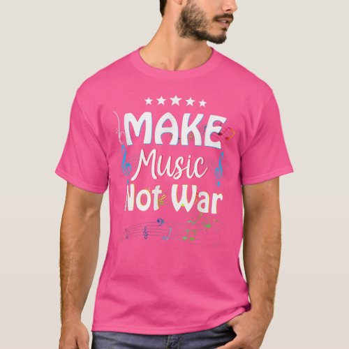 Guitar And Drummer Jazz Band Make Music Not War  T_Shirt