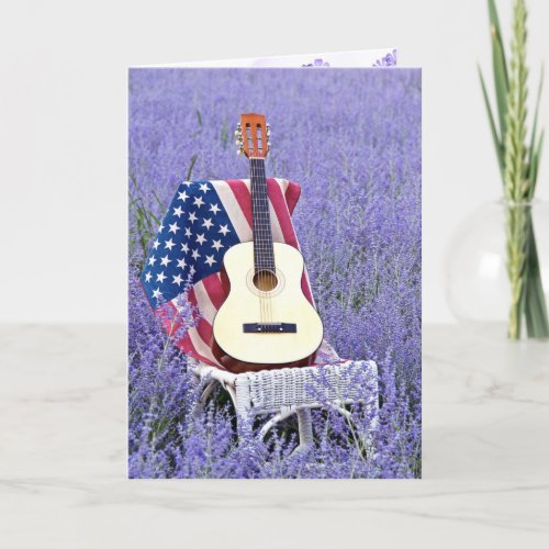 Guitar and Flag on Chair Friendship Card