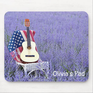 Guitar and Flag on Chair Mouse Pad