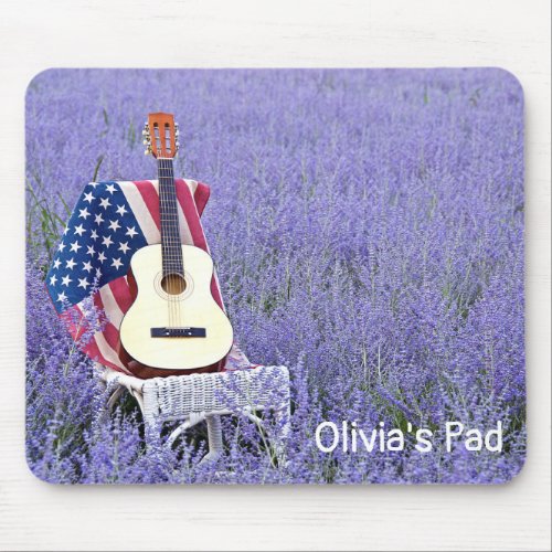 Guitar and Flag on Chair Mouse Pad