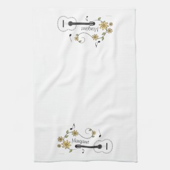 Guitar And Flowers Kitchen Towel by ForTheMusician at Zazzle