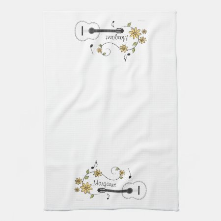 Guitar And Flowers Kitchen Towel