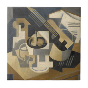 Guitar and Fruit Bowl on a Table, 1918 Ceramic Tile