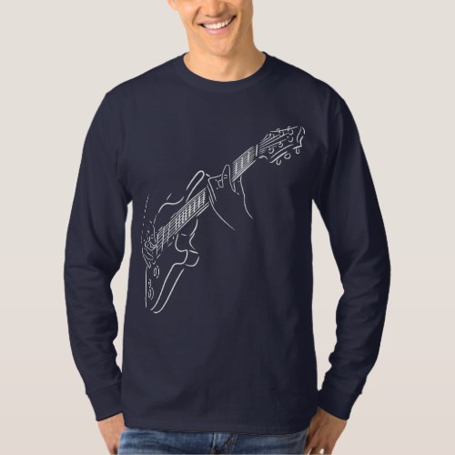 Guitar and Guitarist Acoustic White Instrument T_Shirt