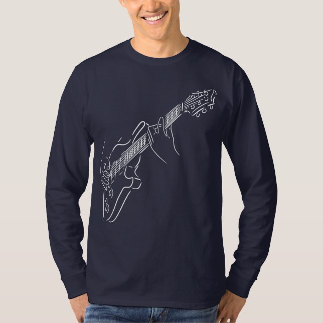 Guitar and Guitarist. Acoustic White Instrument. T-Shirt (Front)
