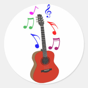 guitar and music classic round sticker