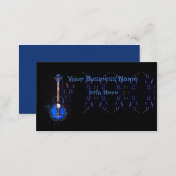 Guitar And Music Notes Business Card by Jazz_Lovers_Inc at Zazzle