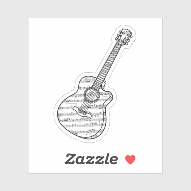 Guitar and Music Notes Sticker (Sheet)