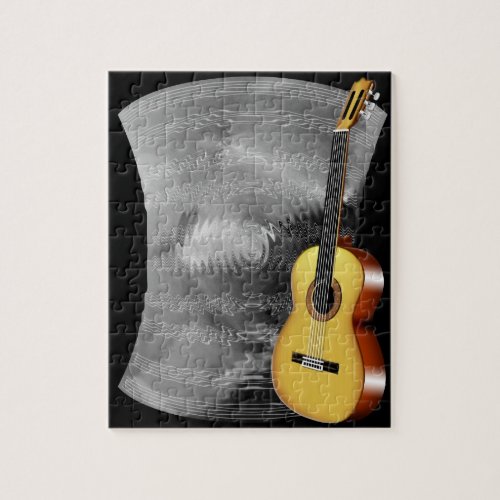 Guitar and Music Sheet Jigsaw Puzzle