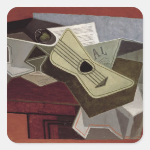 Guitar and Newspaper, 1925 Square Sticker
