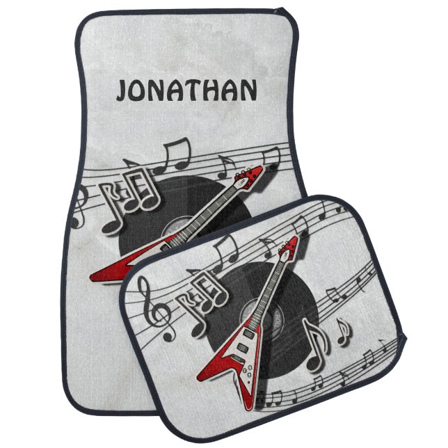 Guitar And Notes Car Floor Mat (Set)