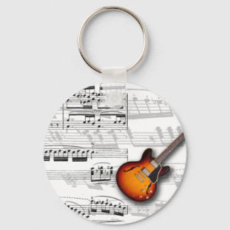Guitar and score keychain