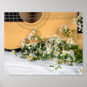 guitar and wildflowers poster