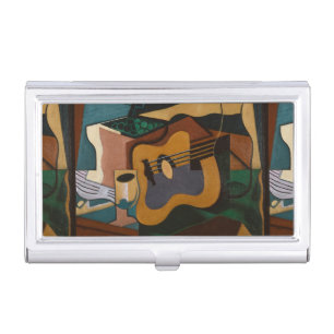 Guitar And Wine Abstract Painting Business Card Case