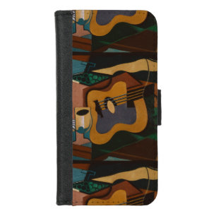 Guitar And Wine Abstract Painting iPhone 8/7 Wallet Case