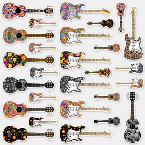 Guitar Art Assortment Sticker