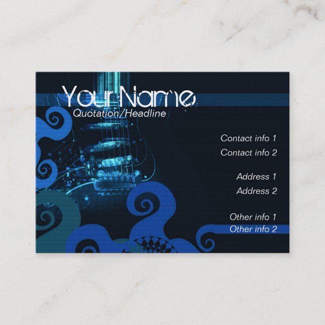 GUITAR ART BLUE BiG Business Card template (Front)