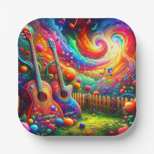 Guitar Art Paper Plates