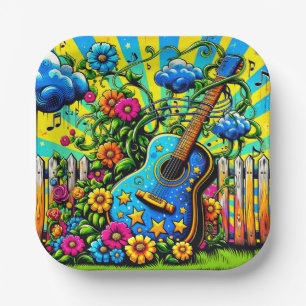 Guitar Art Paper Plates