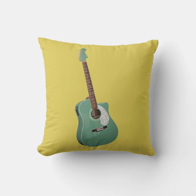 Guitar art print throw pillow (Front)