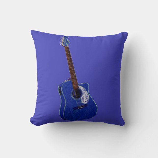 Guitar art print throw pillow (Front)