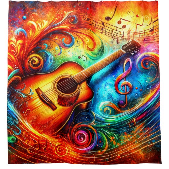 Guitar Art Shower Curtain (Front)
