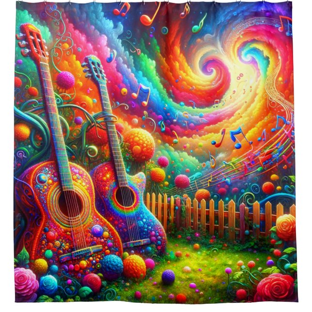 Guitar Art Shower Curtain (Front)