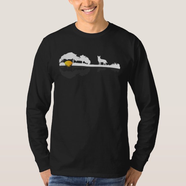Guitar Australian Cattle Dog Guitarist Red Blue He T-Shirt (Front)