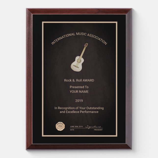 Guitar Award Plaque (Vertical)