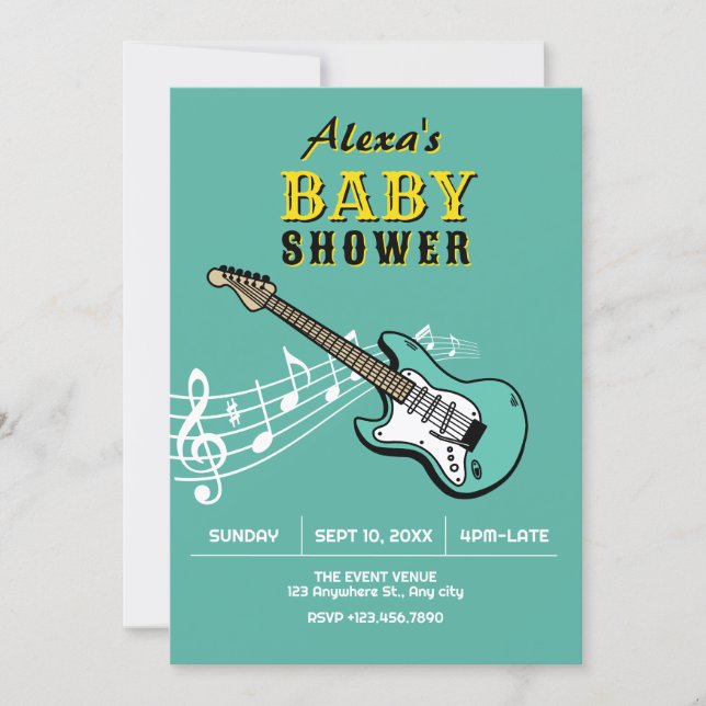 Guitar baby shower invitation (Front)