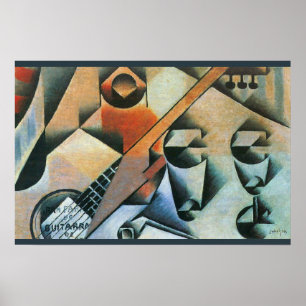 Guitar (Banjo) and Glasses, Juan Gris, Vintage Art Poster