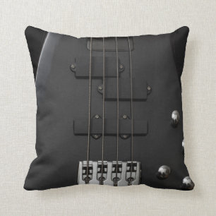 Guitar bass  instrument black throw pillow