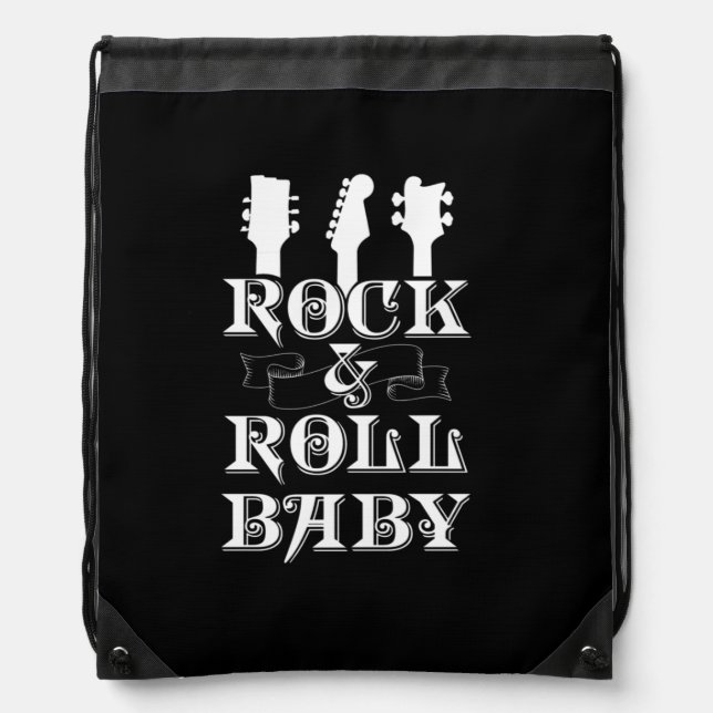 Guitar Bass Rock and Roll Music Rocker Musician  Drawstring Bag (Front)