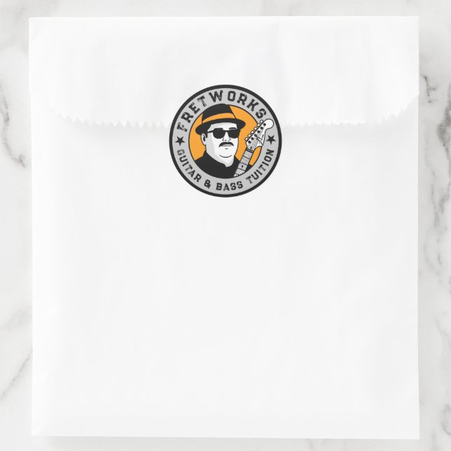 Guitar & Bass Tuition - Fret Works    Classic Round Sticker (Bag)