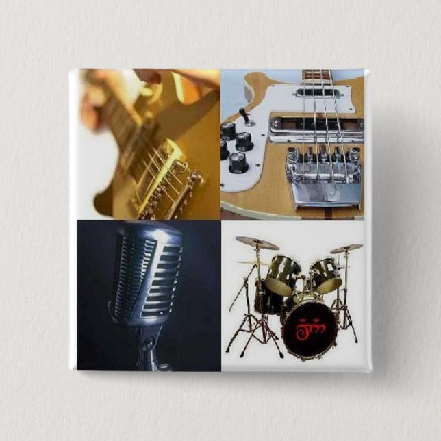 Guitar Bass Vocals Drums Pinback Button (Front)