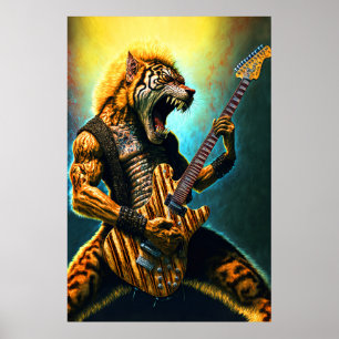 Guitar Beast - Rock and Roll Tiger Poster Print